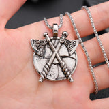 Trendy Retro Crow Prairie Wolf Double Sided Viking Tomahawk Pendant Necklace Charm Men's Necklace Metal Accessorie Party Jewelry