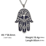 Dawapara Stainless Steel Fatima Hamsa Hand Egyptian Evil Eye Pendant Necklace Success and Protection Lucky Amulet