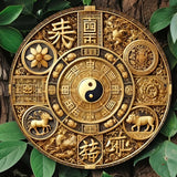 8in 2D Flat Prosperity Badge Gossip Lucky Feng Shui Wooden Board Mystic Eastern Power Office Decoration Props  Photoshoots Gifts