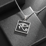 Ancient Egyptian Pharaoh Life Anka Cross Stainless Steel Necklace Anubis Totem Pendant Men\'s Amulet Jewelry Leather Rope Chain