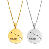 Anniyo Round Hawaii State Map Pendants Necklaces Hawaiian Jewelry #256521