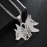 Ancient Egyptian Pharaoh Life Anka Cross Stainless Steel Necklace Anubis Totem Pendant Men\'s Amulet Jewelry Leather Rope Chain