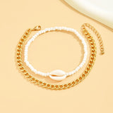 2PCS Bohemia Natural Shell Anklets For Women Small Resin Beads Summer Beach Shell Barefoot Ankle Bracelet Leg Chain Foot Jewelry