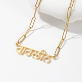 MYDIY Personalised Hindi Name Necklace Custom Indian Necklace Woman Luxury Jwewlry Paperclip Necklace Mother's Day Gift for Mom