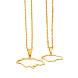 Anniyo TWO SIZE Outline Jamaica Map Pendant Necklaces for Women Girls Stainless steel Jewelry Jamaican  @279421