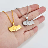 Anniyo Turkey Map Flag Pendant Necklace for Women Men Turks Jewelry #012021