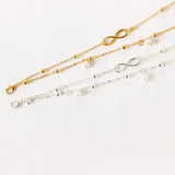 SUMENG Retro Pearl Heart Infinity Double-Deck Anklet Bracelet Set  For Women Fashion Bohemia Foot Beach Anklets Chain Jewelry