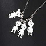 Personalized Boy Girl Necklace Custom Chain Name Mother Father Day Kid Family Gift For Women Men Stainless Steel Pendant Jewelry
