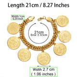 Anniyo Turkish Coin Bracelet for Women Men Turkey's Ancient Coins Banglet Turk Jewelry Gold and Silver Color  #122601