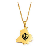 India Punjab Map Sikh Sikhism Pendant Necklaces Sikhs Jewelry Stainless Steel #D2010
