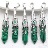 16pcs Crystal Pendulum for Divination Dowsing Natural Gem Stone Amethyst Hexagon Pendant For DIY Jewelry Making Necklace Pendant