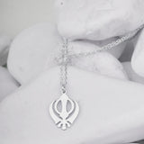 Classic Sikhism Symbol Necklaces Stainless Steel Indian Religious Amulet Khanda Faith Gift Sikh Khanda Pendant Jewelry for Women