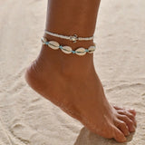 2pcs/set Summer Ocean Beach Anklet Bohemian Retro Turtle Beaded Handmade Anklet & Bracelet 2025 New Trendy Leg Foot Jewelry Gift