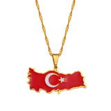 Anniyo Turkey Map Flag Necklace Pendant Women Turkish Silver Color/Gold Color Jewelry Turkiye Cumhuriyeti #208121