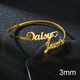 Akizoom Custom Name Heart Bracelets Stainless Steel Personalized letter Cuff Bangles Bracelets for Woman Man Family Jewelry Gift