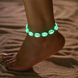 Luminous Acrylic Conch Beaded Anklets For Women Men Rope Chains Weaving Adjustable Ankle Bracelet Beach Jewelry Foot Accessories