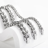 ULJ 6MM -10MM Width Stainless Steel Cuban Chain Necklace Bracelet For Men Woman Punk Male Neck Waterproof Cool Hip Hop Jewelry