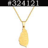 Anniyo Stainless Steel Saint Lucia Map With City Pendant Necklaces for Women Girl Jewelry St. Lucia Chains Jewelry #324121