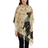 Custom Printed Ancient Gold Pharaoh Egypt King Tut Scarf Men Women Winter Fall Warm Scarves Egyptian Hieroglyphic Shawl Wrap