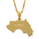 Anniyo The Republic of Guinea Map Pendant Necklace Women Girls Gold Color Jewelry Map Of Guinea Necklaces Guinee #101321