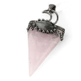 Crystal Triangle Moon Stone Pendants For Women Natural Amethyst Rose Quartz Labradorite Agate Stone Pendant Vingate Jewellery