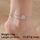 Dawapara Aum Om Ohm Sanskrit Symbol Anklets Bracelet Hindu Yoga Ankle Chain Bracelets Stainless Steel Spiritual Jewelry