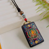 Nepal Tangka Pendant Male Green Tara Manjushri Bodhisattva Black Sandalwood Buddha Sign Vintage Necklace Sweater Chain Jewelry