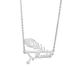 Auxauxme Custom Feather Name Necklace Personalized Stainless Steel Pen Nameplate Choker For Schoolmate Teacher Graduation Gift