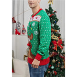 2025 Winter Mens Christmas Sweater Cute Elk Print Jacquard Knitwear Full Sleeve O Neck Knit Jumper Xmas Look Soft Warm Pullover