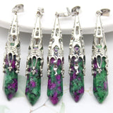 16pcs Crystal Pendulum for Divination Dowsing Natural Gem Stone Amethyst Hexagon Pendant For DIY Jewelry Making Necklace Pendant