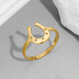fashion Stainless Steel U Shape Geometric rings for women Simple Horse Shoe adjustable open rings Jewelry gifts 2024	Fashion Sta