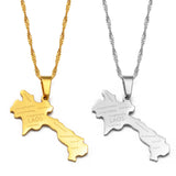 Anniyo The Lao People’s Democratic Republic Map Pendant Necklaces Laos Jewelry #234521