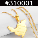Anniyo Sint Maarten and Saint-Martin Island Pendant Necklaces for Women Men Saint Martin SXM Jewelry Stainless Steel #310001