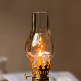 1 Retro Kerosene Candle Holder Windproof Oil Lamp with Glass Cover, Suitable for Emergency Lighting and Indoor Decoration