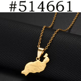 Anniyo Spain La palma Islands Map Pendant Neckalces For Women Girls Stainless Steel Ethnic Jewelry #514162