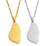 Anniyo ST. Vincent Map With City Name Pendant Thin Chain Necklaces Gold Color Saint Vincent Maps Jewelry #121321