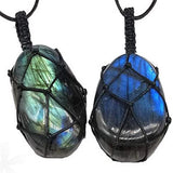 1Pc Dragons Heart Labradorite Healing Crystal Pendant Wrap Braid Natural Stone Necklace Chakra Reiki Jewelry Gift for Women Men