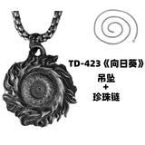 Original Van Gogh sunflower sunflower men's necklace high sense pendant nautical compass retro fashion trend pendant gift.