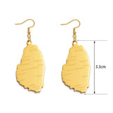 Anniyo ST. Vincent Map With City Name Earrings Gold Color Saint Vincent Maps Jewelry #121321E