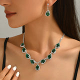 3PC/set Women's Fashion Copper Claw Chain Series Water Drop Necklace Earrings Jewelry Set Wedding Banquet Party Holiday Gift