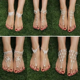 New Trendy Summer Daisy Flower Chain Anklet Connecting Foot Finger Bracelet Barefoot Anklets for Women Bohemian Beach Foot Chain