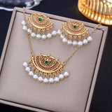 Luxury Retro Indian Crystal Bridal Jewelry Set Ethnic African Beads Tassel Jhumka Rhinestone Earrings Necklaces Sets Bijoux Gift