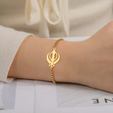 Dawapara Sikh Religious Symbol Khanda Bracelet Sikhism Sword Protection Amulet Stainless Steel Beads Bracelet Couple Gift
