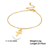 Lucktune Egypt Ankh Cross Anklets Key of Life Anklet Bracelet Stainless Steel Sandals Foot Chain Beach Jewelry for Women Gift