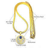 Evil Blue Eye Hand of Fatim Pendant Necklace for Women Men Gold Color Stainless Steel Rhinestone Turkish Amulet Chain Jewelry