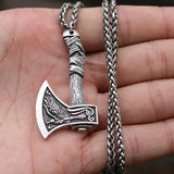 Trendy Retro Crow Prairie Wolf Double Sided Viking Tomahawk Pendant Necklace Charm Men's Necklace Metal Accessorie Party Jewelry