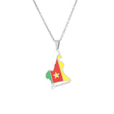 2024 New fashion stainless steel African Cameroon map necklace for men and women geometric ethnic style collarbone chain anniver