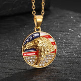 Sparkling Zircon Fly Eagle Pendant Necklace for Men Hip Hop Rock Party Jewelry