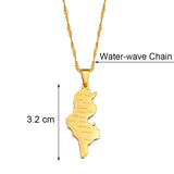 Anniyo Tunisia Map Cities Name Pendant Necklace Chains Gold Color/Silver Color Tunisienne Jewelry Tunisie Women Girl #214321