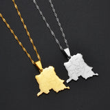 Anniyo the Congo Map With Cities Name Pendant Chain Necklaces DRC Kinshasa Jewelry Congolese  #271321